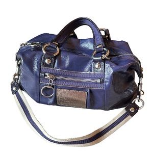 Coach Poppy Purple Patent Leather 2 Way Convertible Satchel Tote